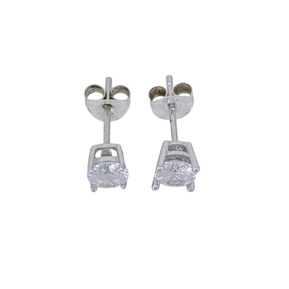 Vintage Sterling Silver 925 5mm Cubic Zirconia Stud Earrings - Picture 4 of 6